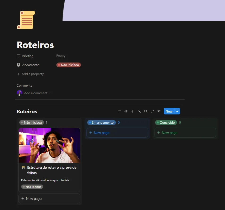 Roteiros no Notion